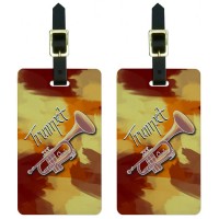 Trumpet Musical Instrument Music Brass Luggage Tags Suitcase ID, Set of 2   556593954